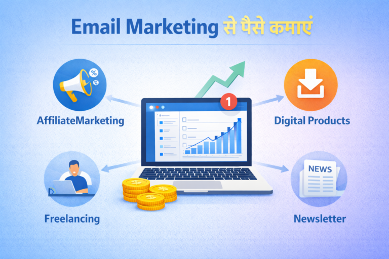 Email Marketing से पैसे कमाने के तरीके दर्शाने वाली infographic